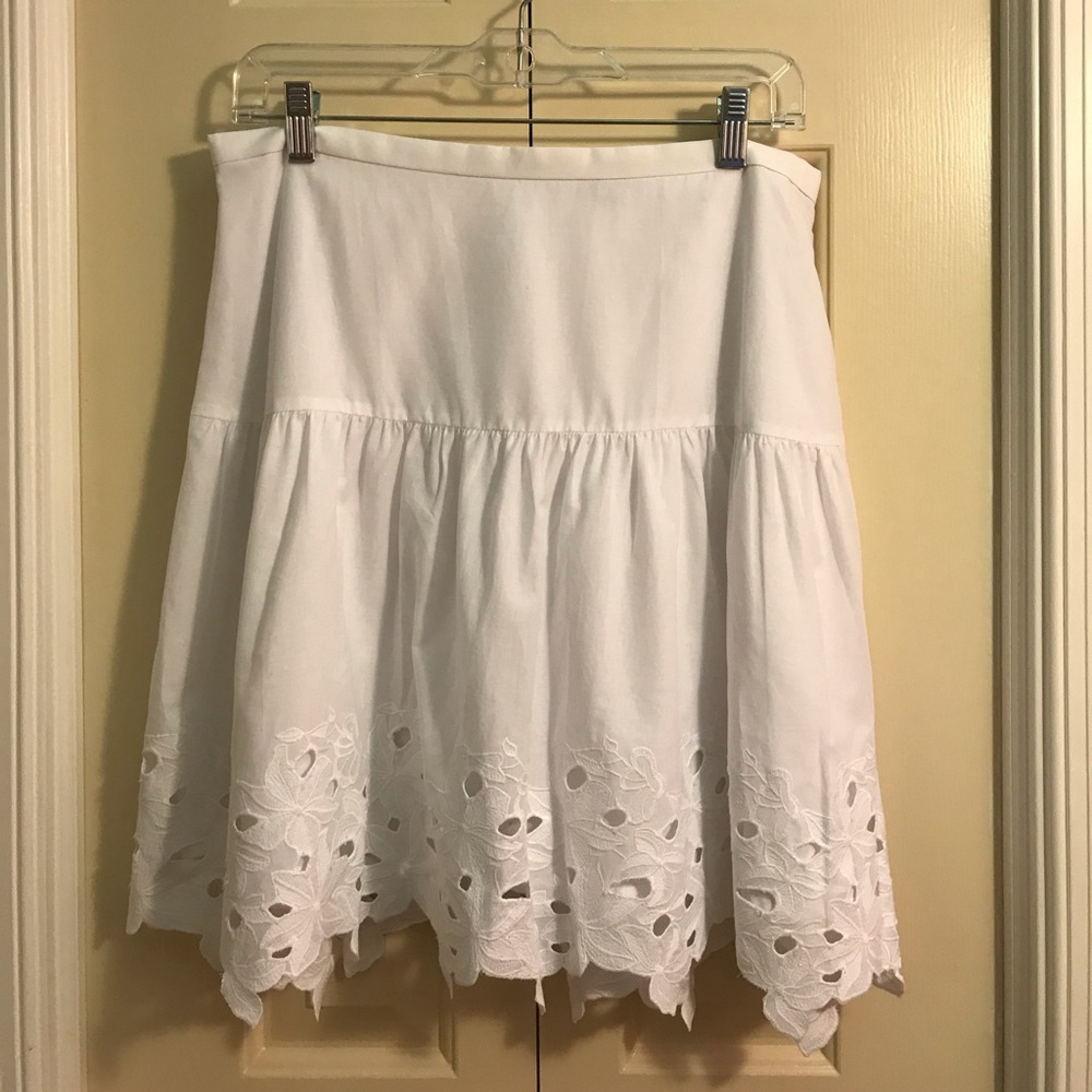 J. Crew White Eyelet Skirt Size 8 NWT